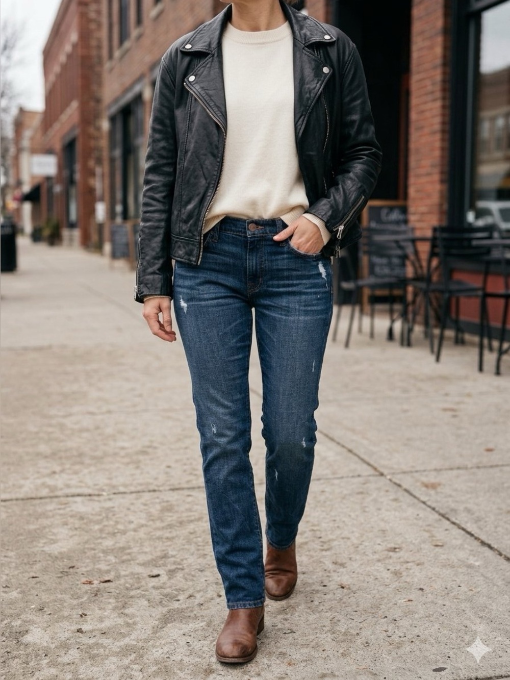 J Brand Dark Indigo Distressed Straight Jeans